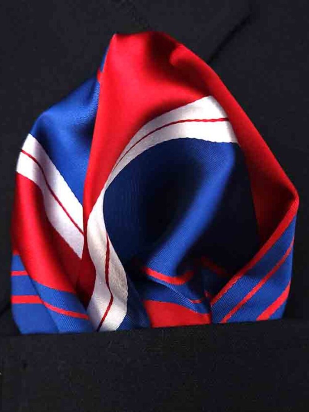 SW for Gascoigne Pocket Square Red White Blue Striped Men's